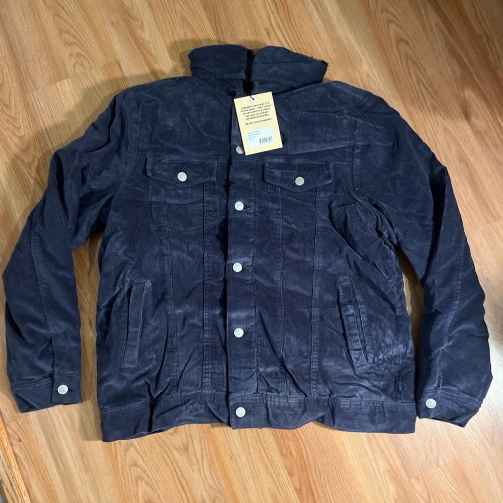 Men’s blue corduroy winter coat - Men's Navy Jacket